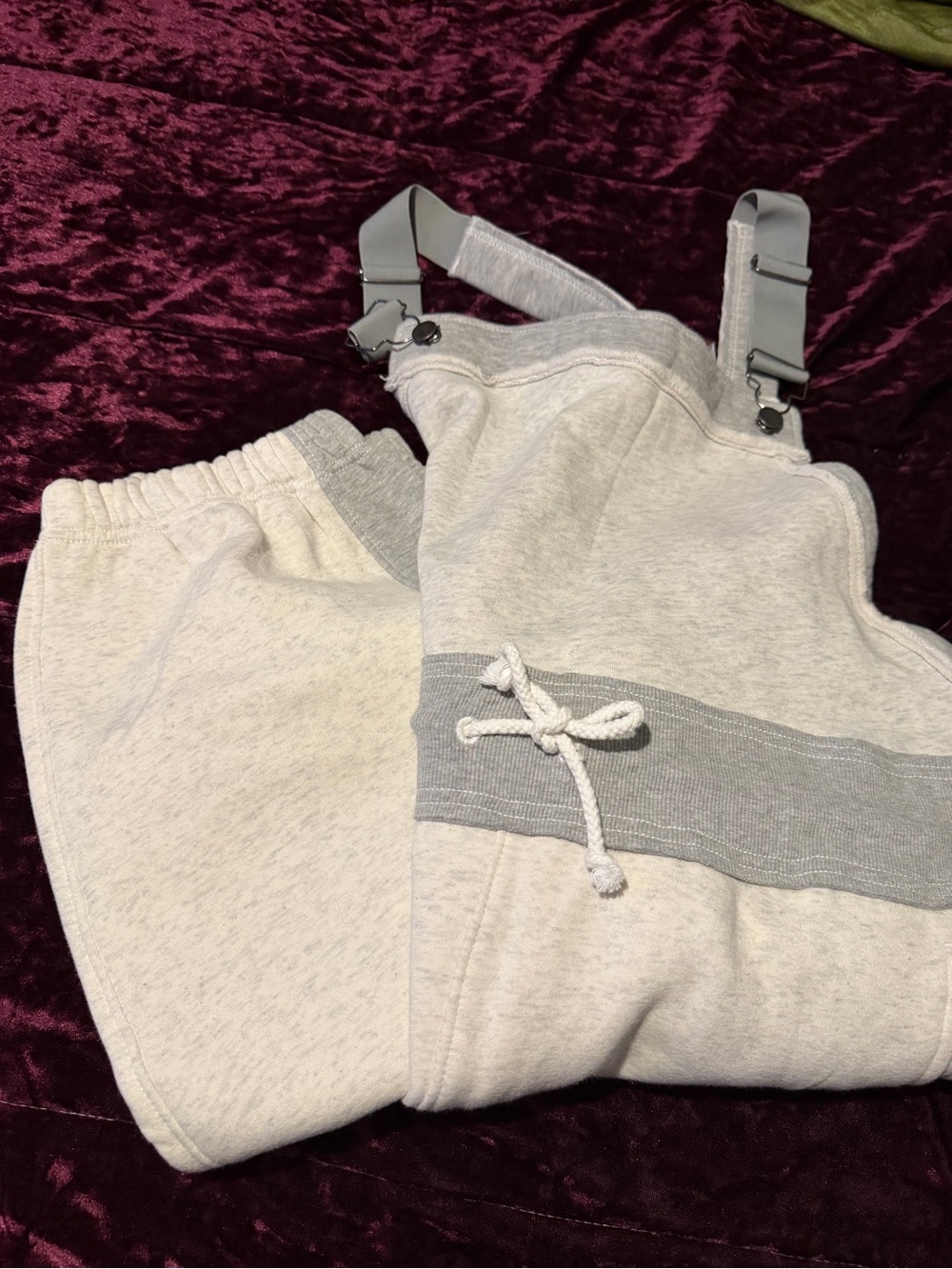 NWT Free People Gray Jumper Overalls with Drawstring sz Large retail $168 - Picture 5 of 5